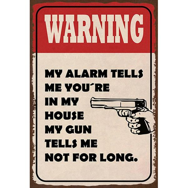 Vianmo Insegna In Legno 18X12 Cm Warning My Alarm Tells Me You´Re-image