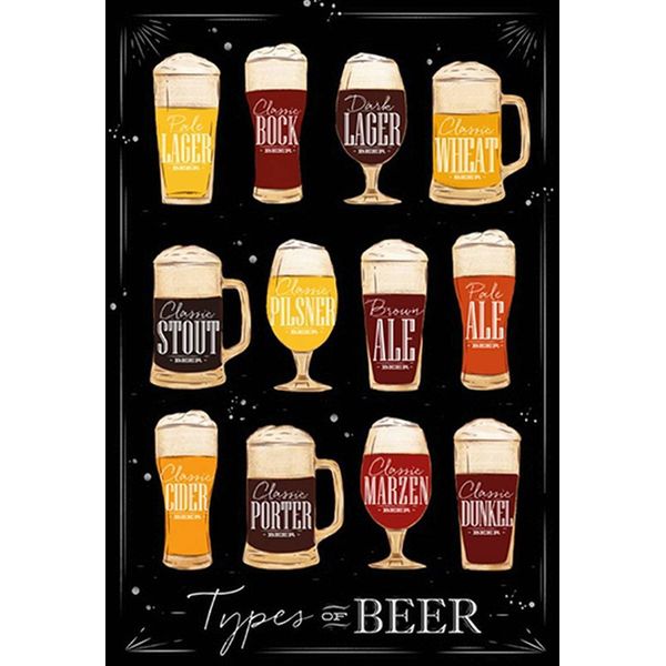 Vianmo Insegna In Legno 18X12 Cm Types Of Beer Bier Sorte-image