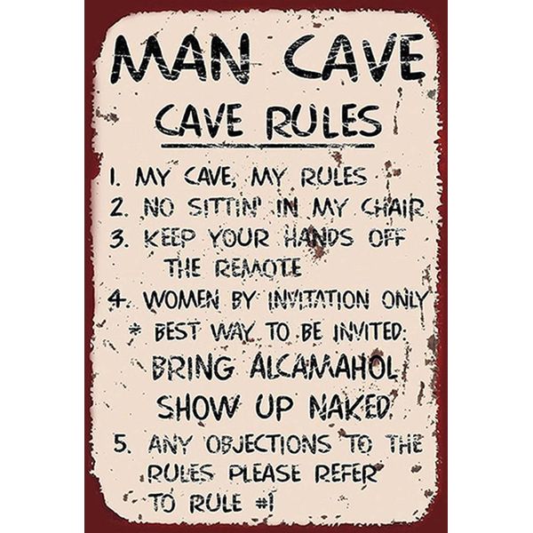 Vianmo Insegna In Legno 18X12 Cm Man Cave My Cave My Rules-image
