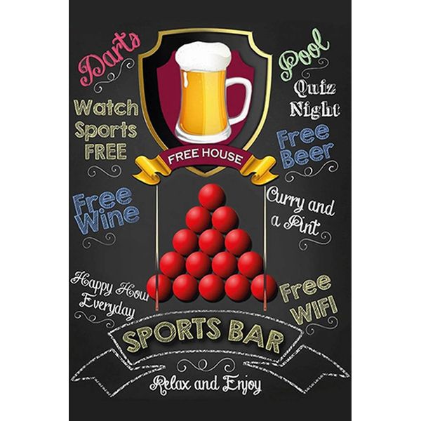 Vianmo Insegna In Legno 18X12 Cm Sports Bar Free Wifi Free Beer-image