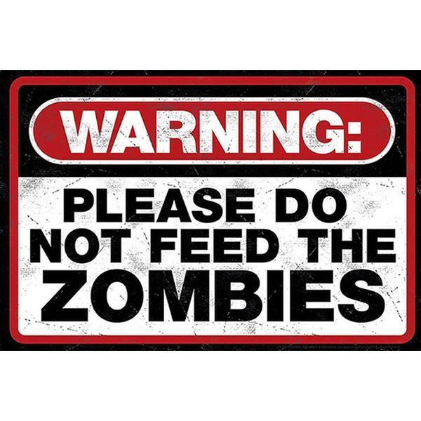 Vianmo Insegna In Legno 12X18 Cm Warning Please Do Not Zombies-image