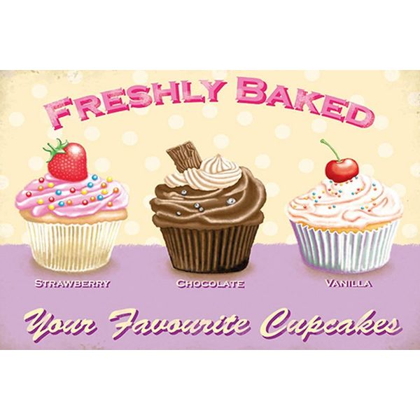 Vianmo Insegna In Legno 12X18 Cm Baked Your Favourite Cupcakes-image