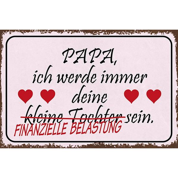 Vianmo Insegna In Legno 12X18 Cm Papa Deine Tochter Herzen-image