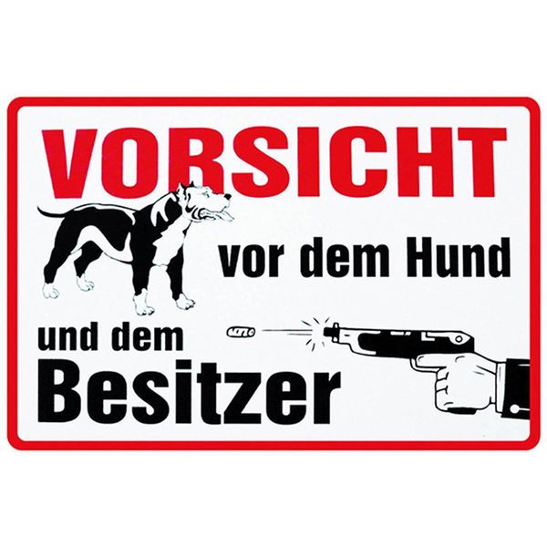 Vianmo Insegna In Legno 12X18 Cm Tiere Vorsicht Vor Hund Und Besitzer-image
