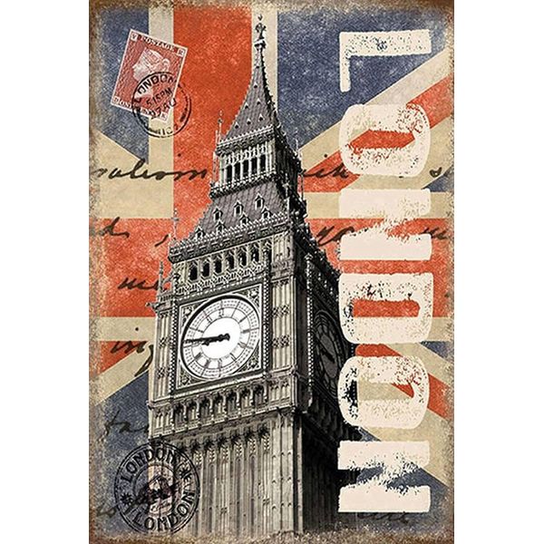 Vianmo Insegna In Legno 18X12 Cm London Big Ben BerüHmter Uhrturm-image