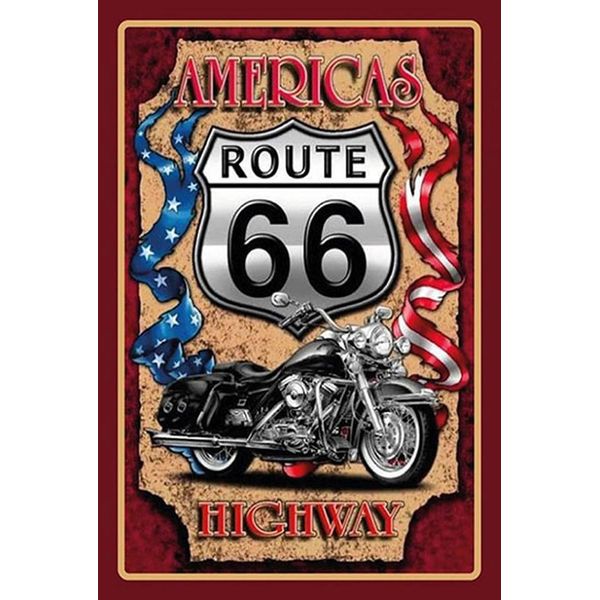 Vianmo Insegna In Legno 18X12 Cm Americas Route 66 Highway-image
