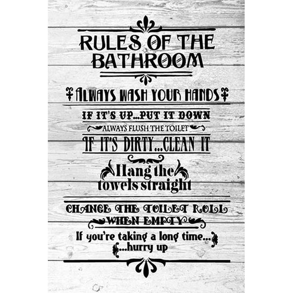 Vianmo Insegna In Legno 18X12 Cm Rules Of The Bathroom Wash Hands-image