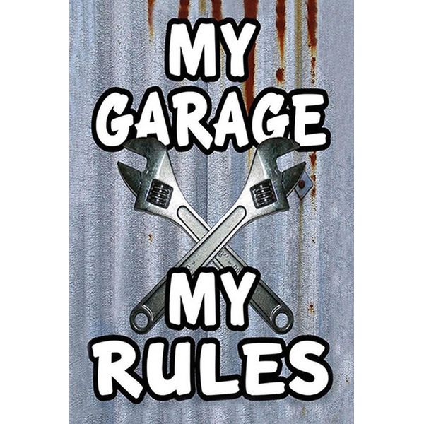 Vianmo Insegna In Legno 18X12 Cm Vintage My Garage My Rules-image