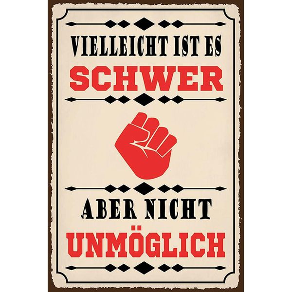 Vianmo Insegna In Legno 18X12 Cm Vielleicht Ist Es Schwer Aber-image