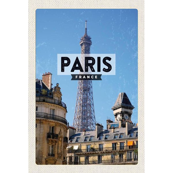 Vianmo Insegna In Legno 18X12 Cm Paris Frankreich Eiffelturm Stadt-image