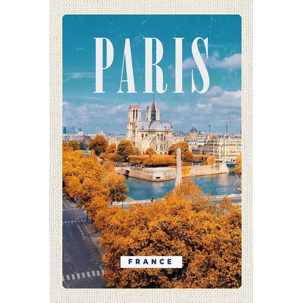 Vianmo Insegna In Legno 18X12 Cm Paris Frankreich Sein Notre-Dame-image