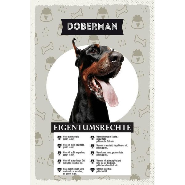 Vianmo Insegna In Legno 18X12 Cm Dobermann Eigentumsrechte-image