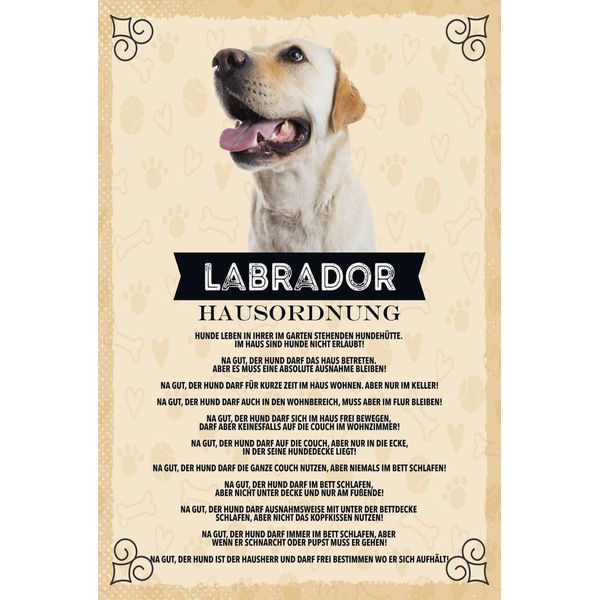 Vianmo Insegna In Legno 18X12 Cm Tiere Labrador Hausordnung Hunde-image