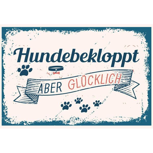 Vianmo Insegna In Legno 12X18 Cm Hundebekloppt Aber GlüCklich Blau-image