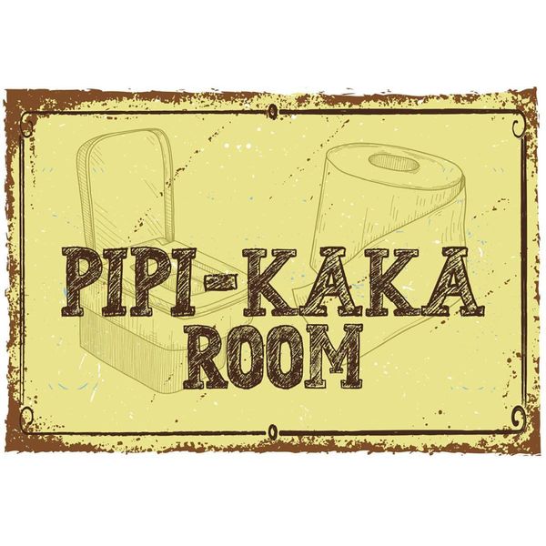 Vianmo Insegna In Legno 12X18 Cm Pipi-Kaka Room-image
