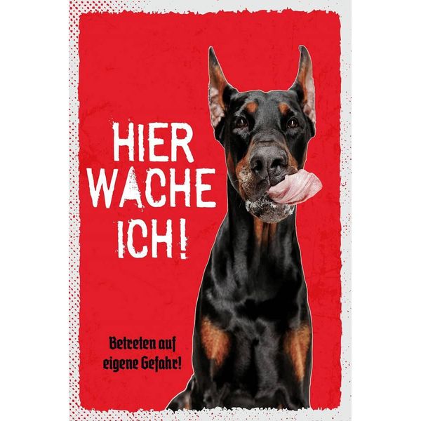 Vianmo Insegna In Legno 18X12 Cm Dobermann Hier Wache Eigene Gefahr-image