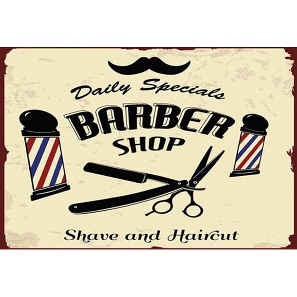 Vianmo Insegna In Legno 20X30 Cm Barbershop Shave And Haircut-image