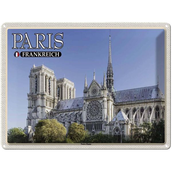 Vianmo Insegna Di Latta 30X40 Cm Paris Frankreich Notre-Dame Kathedrale-image
