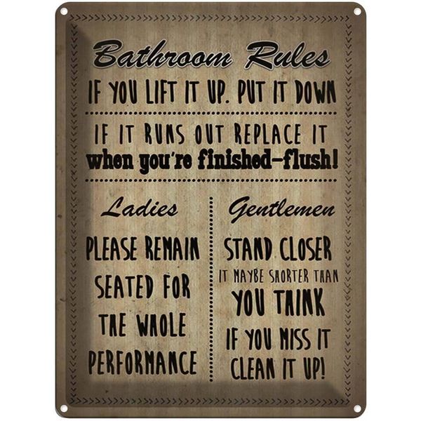 Vianmo Insegna Di Latta 40X30 Cm Bathroom Rules Ladies Gentlemen-image