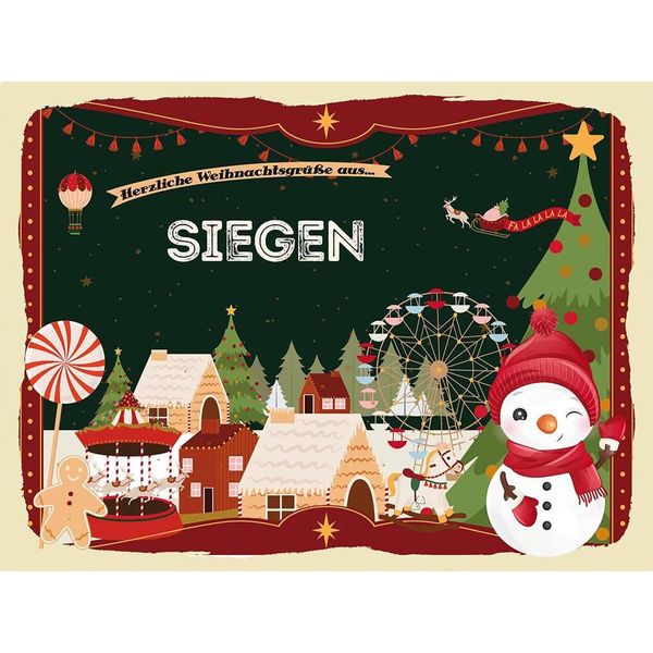 Vianmo Insegna In Legno 30X40 Cm Weihnachten GrüßE Aus Siegen-image