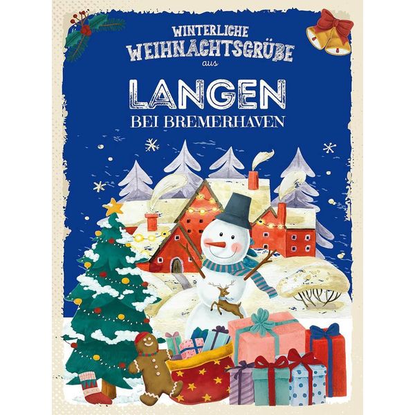 Vianmo Insegna In Legno 40X30 Cm WeihnachtsgrüßE Aus Langen Bei Bremerhaven-image