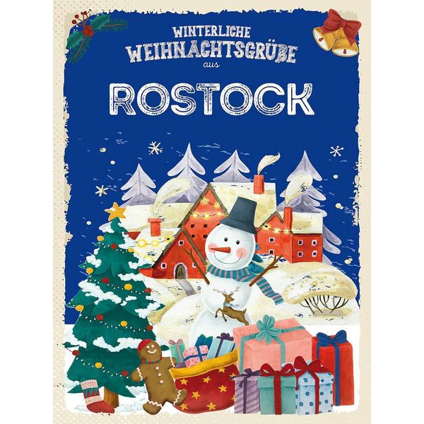 Vianmo Insegna In Legno 40X30 Cm WeihnachtsgrüßE Aus Rostock-image
