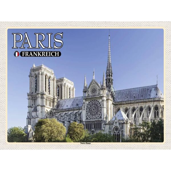 Vianmo Insegna In Legno 30X40 Cm Paris Frankreich Notre-Dame Kathedrale-image