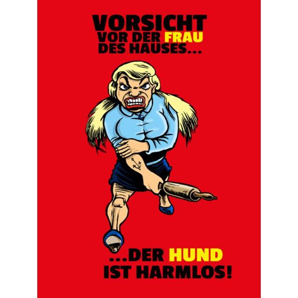 Vianmo Insegna In Legno 40X30 Cm Vorsicht Vor Frau Hund Harmlos-image