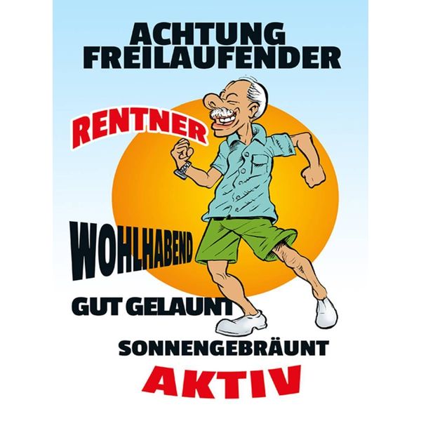 Vianmo Insegna In Legno 40X30 Cm Achtung Freilaufender Rentner-image
