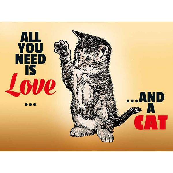 Vianmo Insegna In Legno 30X40 Cm All You Need Is Love And A Cat-image
