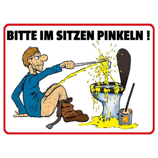 Vianmo Insegna In Legno 30X40 Cm Bitte Sitzen Pinkeln Mann Auf Boden-image