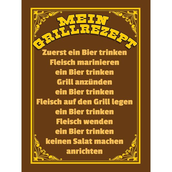 Vianmo Insegna In Legno 40X30 Cm Mein Grillrezept Zuerst Ein Bier-image