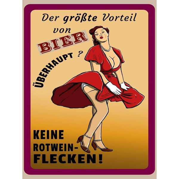 Vianmo Insegna In Legno 40X30 Cm Pinup Vorteil Bier Keine Rotweinflecken-image