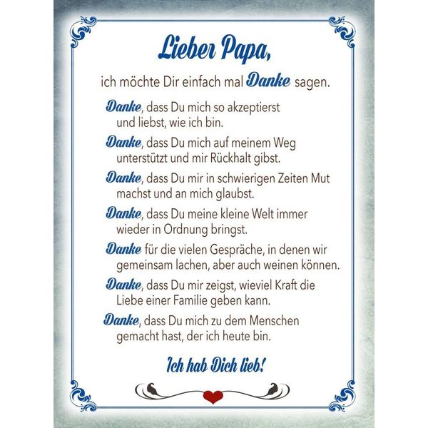 Vianmo Insegna In Legno 40X30 Cm Lieber Papa Ich Hab Dich Lieb-image