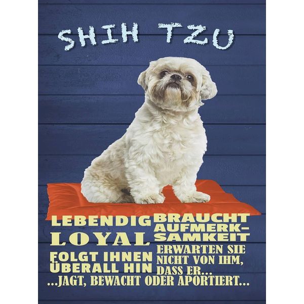 Vianmo Insegna In Legno 40X30 Cm Shih Tzu Hund Lebendig Loyal-image