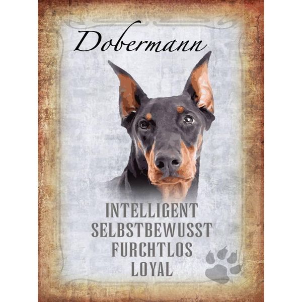 Vianmo Insegna In Legno 40X30 Cm Dobermann Hund Loyal-image