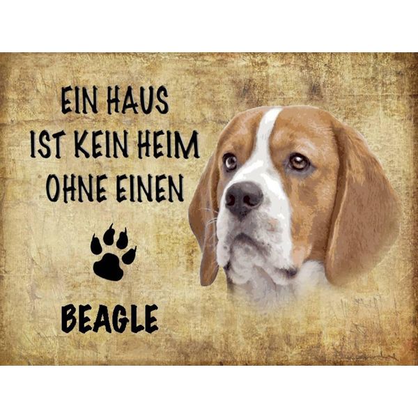 Vianmo Insegna In Legno 30X40 Cm Beagle Hund Ohne Kein Heim-image
