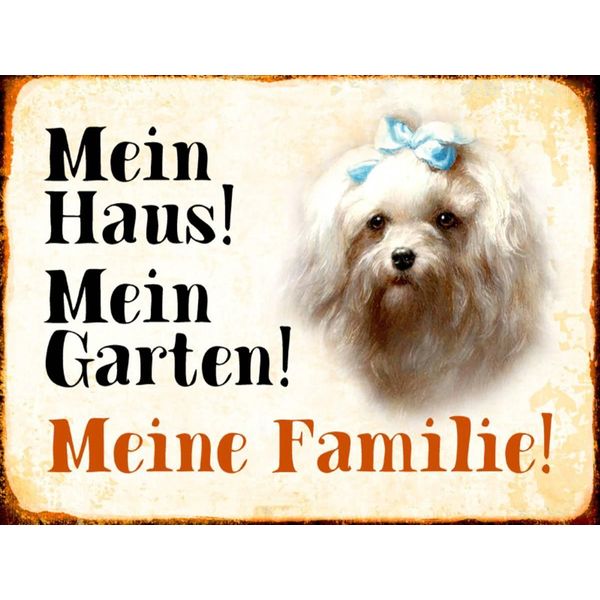 Vianmo Insegna In Legno 30X40 Cm Hund Malteser Mein Haus Garten Familie-image