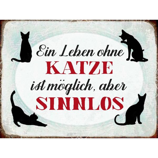 Vianmo Insegna In Legno 30X40 Cm Leben Ohne Katze Sinnlos-image
