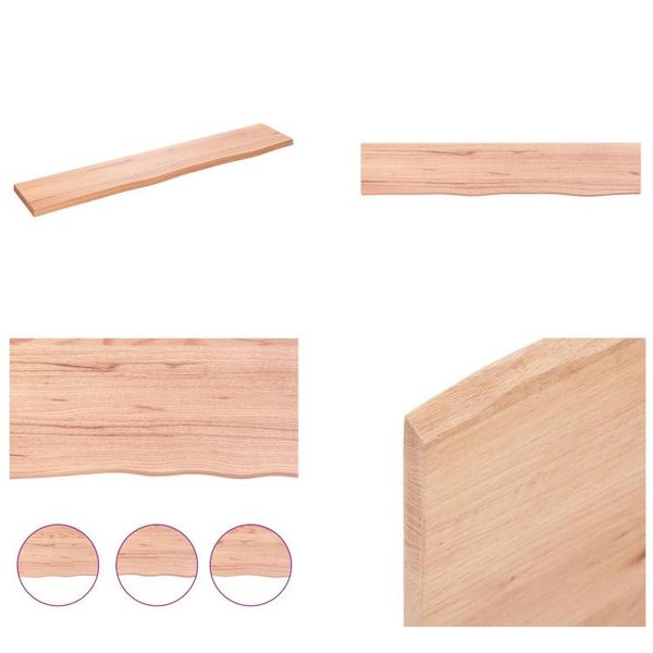 Vidaxl Mensola A Muro Marrone Chiaro 100X20X2 Cm In Legno Massiccio Trattato Con Rovere - Mensola A Muro - Mensola Portaoggetti - Mensola Galleggiante-image