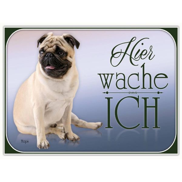 Vianmo Insegna In Legno 30X40 Cm Hund Mops Hier Wache Ich-image