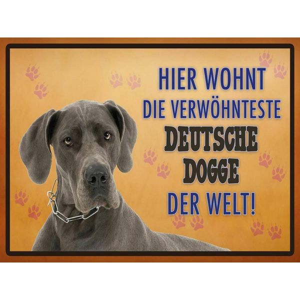 Vianmo Insegna In Legno 30X40 Cm Hund Hier Wohnt Deutsche Dogge-image