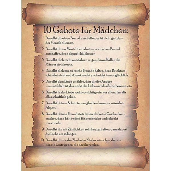Vianmo Insegna In Legno 40X30 Cm 10 Gebote FüR MäDchen Du Sollst-image