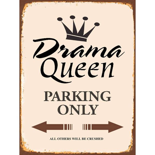 Vianmo Insegna In Legno 40X30 Cm Drama Queen Parking Only-image