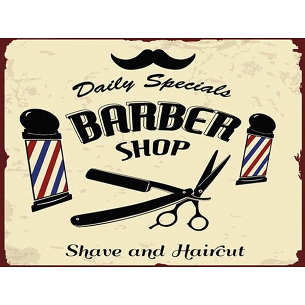 Vianmo Insegna In Legno 30X40 Cm Barbershop Shave And Haircut-image