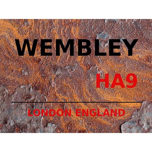 Vianmo Insegna In Legno 30X40 Cm London England Wembley HA9 Rust-image