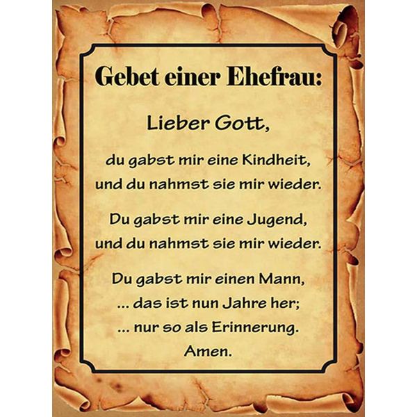 Vianmo Insegna In Legno 40X30 Cm Gebet Einer Ehefrau Lieber Gott-image