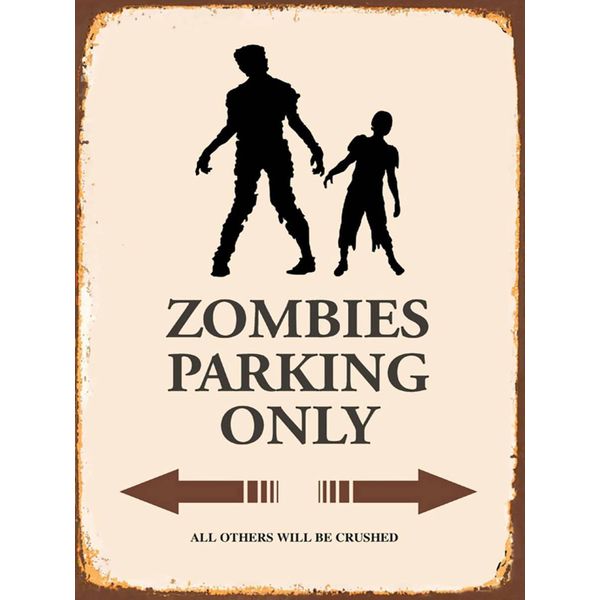 Vianmo Insegna In Legno 40X30 Cm Zombies Parking Only All Others-image