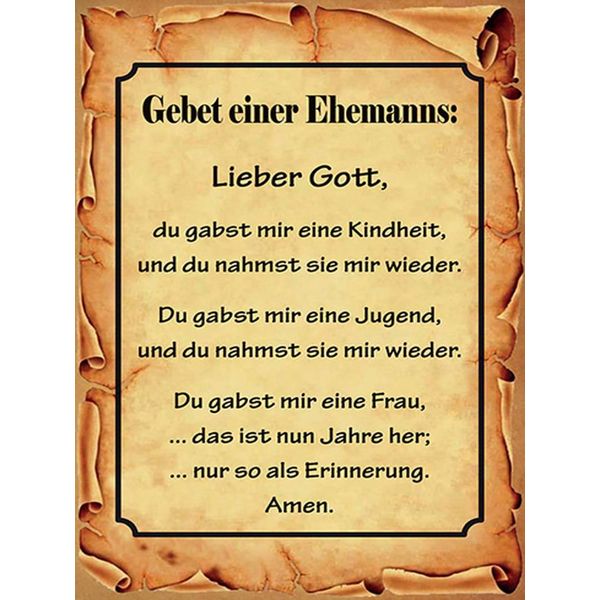 Vianmo Insegna In Legno 40X30 Cm Gebet Eines Ehemanns Lieber Gott-image