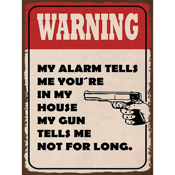Vianmo Insegna In Legno 40X30 Cm Warning My Alarm Tells Me You´Re-image